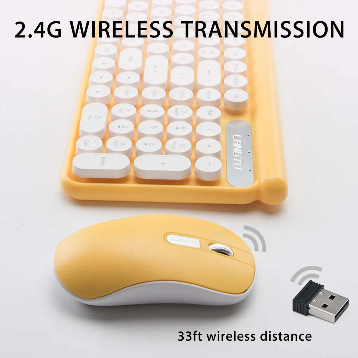 Беспроводная мини-клавиатура и мышь комбинированная перезаряжаемая 2,4G USB механическая клавиатура для игр, офиса, ноутбука, планшета