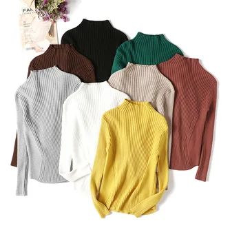 

Women Basic Turtleneck Sweater Thick Warm Pullover Long Sleeve Ribbed Knitted Tops 2018 Autumn Winter Female Jumper Pull Femme