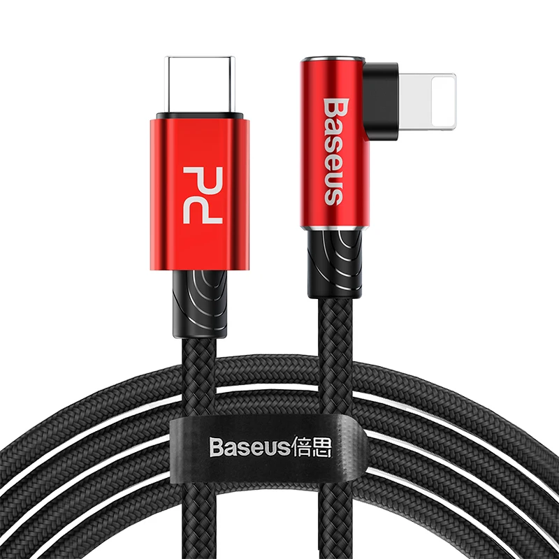 Baseus 18 Вт PD usb type C кабель для iPhone XS Max XR X 8 Plus Быстрая зарядка зарядное устройство USB кабель быстрая передача данных USB шнур провода - Цвет: Red