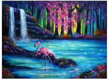 

scenery mosaic embroidery craft flamingo diamond painting kits beads picture wall paper decor rhinestones drawing christmas gift