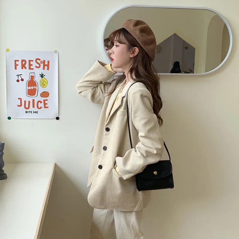 HziriP, модные женские блейзеры и куртки, винтажные вельветовые свободные повседневные офисные женские костюмы, бизнес женский корейский блейзер