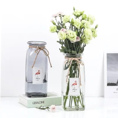 Ins Angin Square Vas Kaca Transparan Rose Vas Bunga Vas Bunga