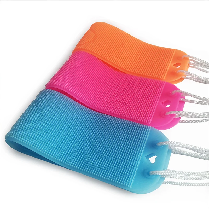 Silicone Bath towel Dual Side Back Scrubber Belt soft Body Bath Brush Cleaning Tools Massage Brush accelerate metabolism RT99