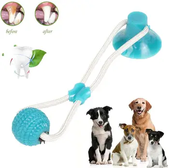 

Pet Molar Bite Toy Interactive Ropes Toys Self-Playing Rubber Chew Ball Toy with Suction Cup Teeth Cleaning Tool for Dogs
