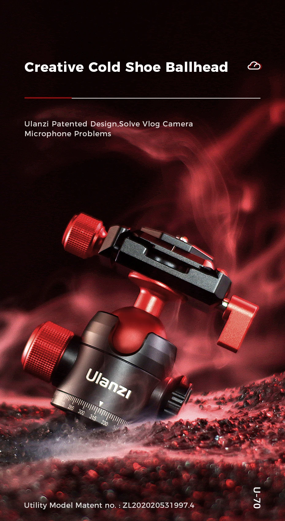 U-70 Metal Mini Ballhead Pan Cold Shoe Double Panoramic Tripod Head for DSLR Cam