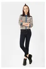  Spanish fashion foreign trade Mosaic embroidered Bohemian style ladies shirt trend check spring and Autumn new ladies shirt blou 