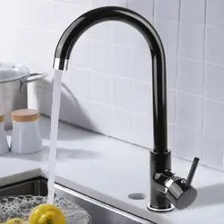 Black Kitchen Faucet Bathroom Basin Faucet Stainless Steel Hot Cold Wash Mixer Crane Tap Free Rotation Sink Faucets HWC