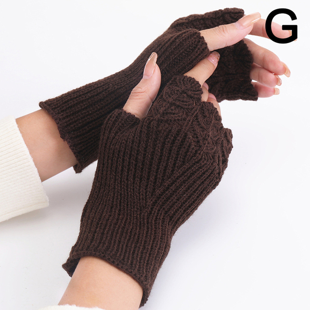 Half Finger Gloves Winter Soft Warm Wool Knitting Arm Gloves Arm Crochet Knitting Hollow Heart Mitten Fingerless Gloves