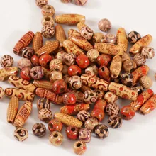 100 шт./пакет 2 Стиль древесины Цвет квадратный Винтаж расписные деревянные бусины африканских волос кольца регги Плетеный, дредлоки, для увеличения объема, аксессуары