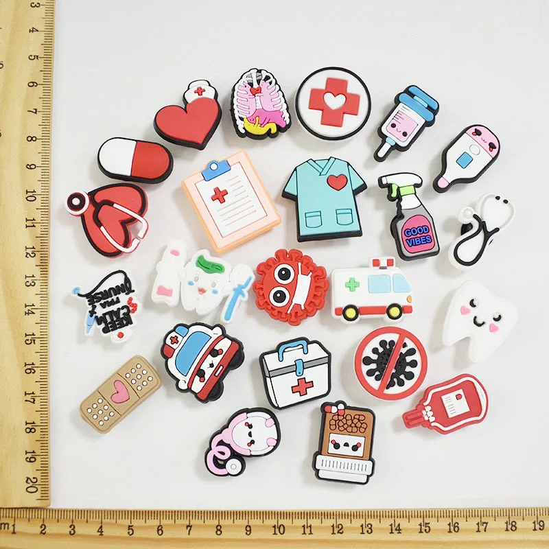 CSBL Cartoon Medical Shoe Ornament VC Flexible Glue Buckle Eva Sandals Shoe Top Ornaments Accessories Croc Kids  Charm