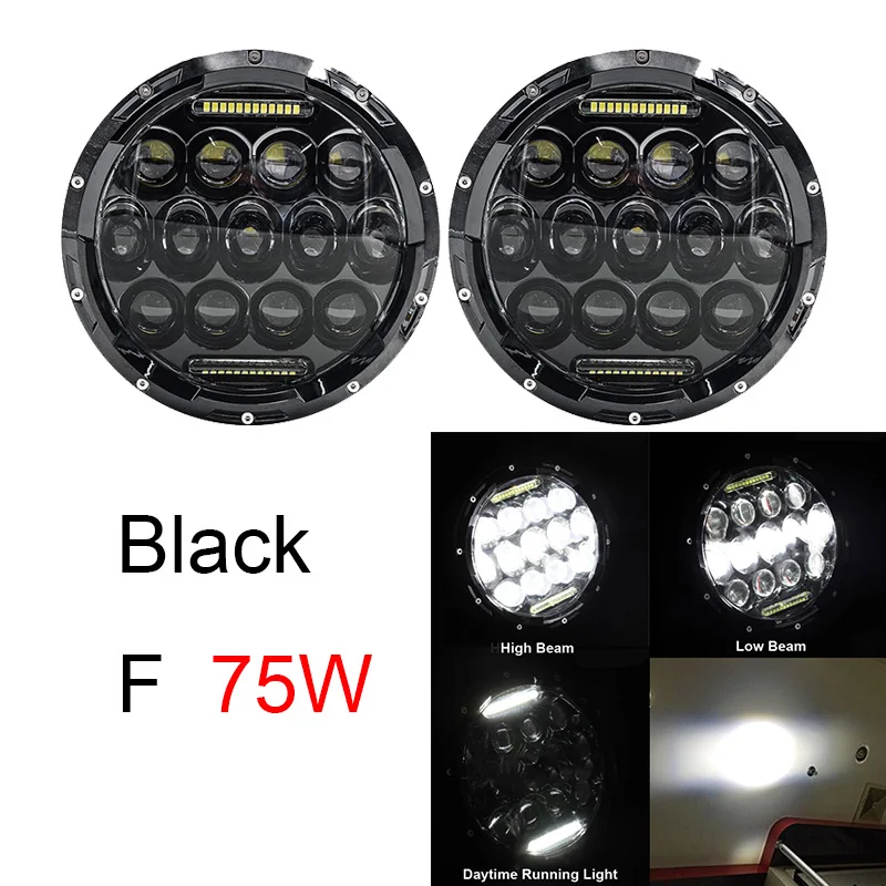  FADUIES 2Psc 7 Inch LED Headlight H4 Hi-Lo Beam With Halo Angel Eyes For Lada 4x4 urban Niva Jeep J - 32815159552
