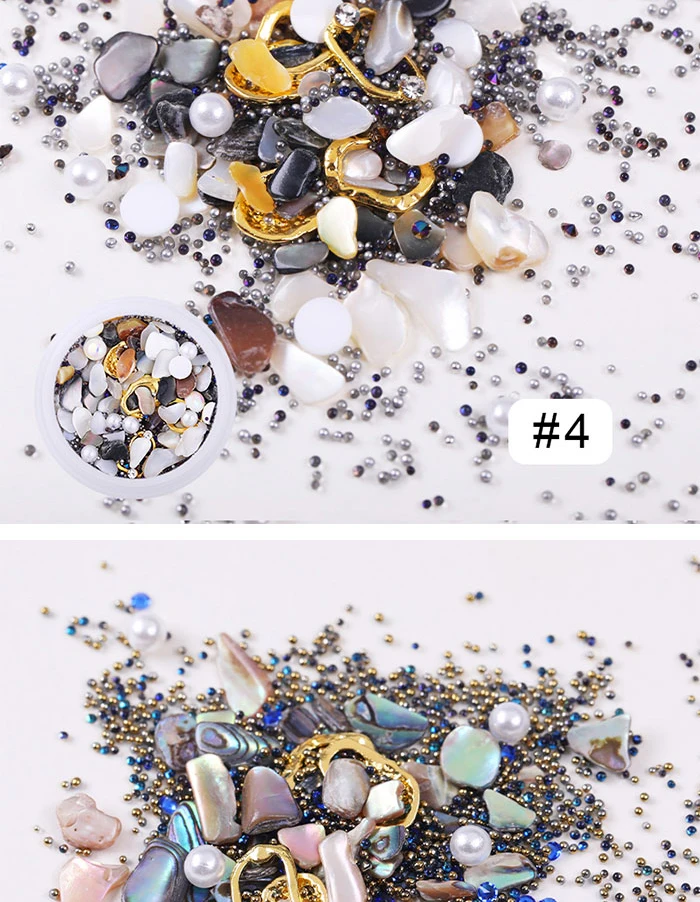 Mixed-size 3D Nail Art Decoration Nail Beads Nail Rhinestones Summer Ocean Theme Irregular Design Nail Accessories