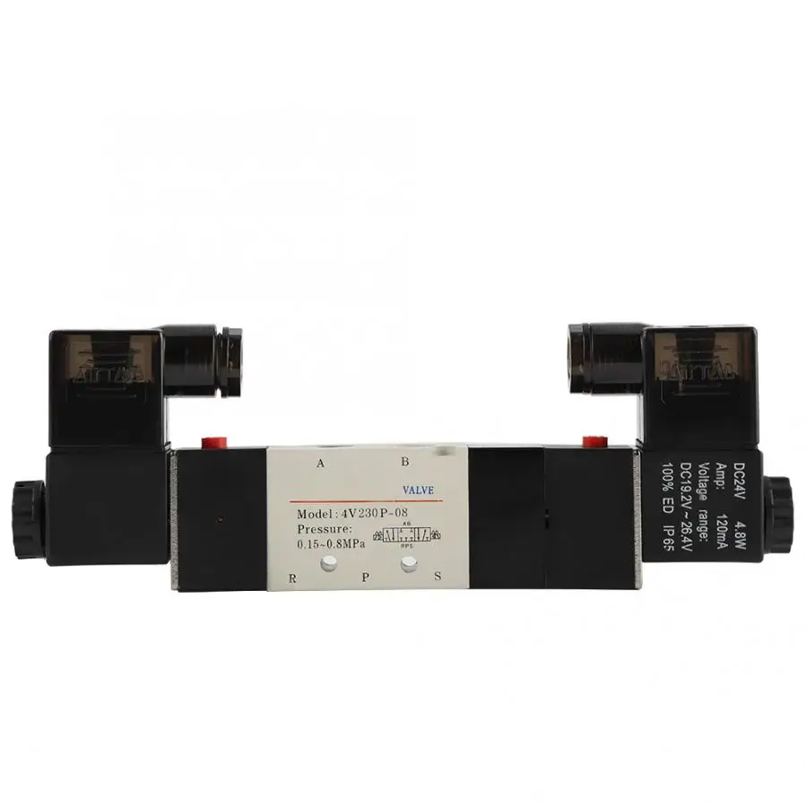 DC 24V BSP 1/4 нормально закрытый 3 Позиция 5 Путь Пневматический электромагнитный клапан 0,15-0.8MPa 4V230-08P Пневматический электромагнитный клапан