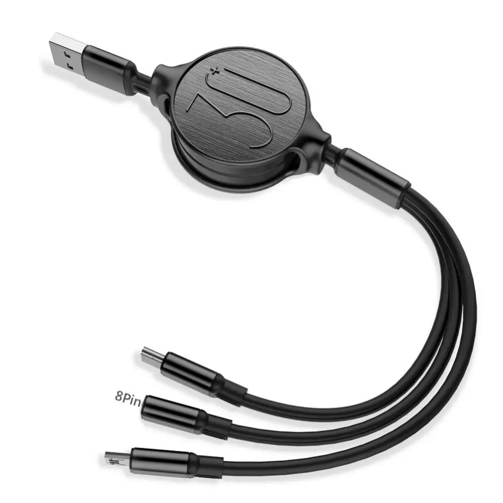 3 в 1 Выдвижной Кабель с разъемом Micro USB Type-C 3A Быстрый зарядный кабель для передачи