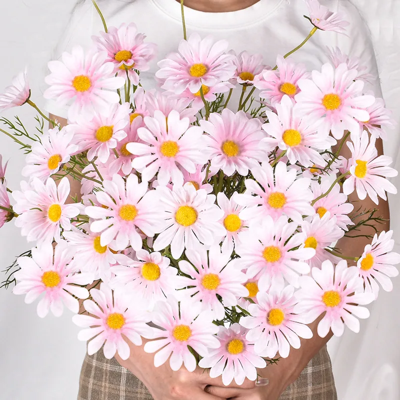 5 Heads Chrysanthemum Simulation Daisies Chamomile Flowers Wedding Decoration  Home Decor  Spring Garden Decoration Fake Flowers