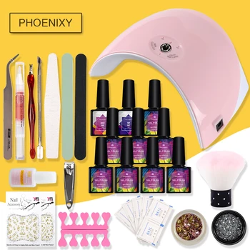 

All For Manicure Gel Nail Polish Set 36W Uv Led Lamp 8ml Nail Polish Soak Off Nail Art Decoration Manicure Set Nail Art Tools