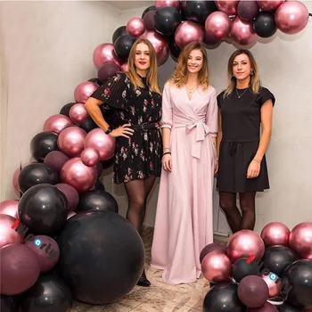

121Pcs Metallic Rose Balloons Garland Kit Diy Big Black Balloon Arch Birthday Wedding Anniversary Party Decoration Baby Shower