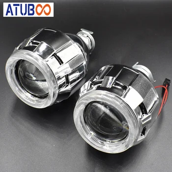 

2.5" Mini Hid Projector Lens Bi-xenon Projector Headlight With Angel Eye Cover H7 H4 bulb Socket Car Styling