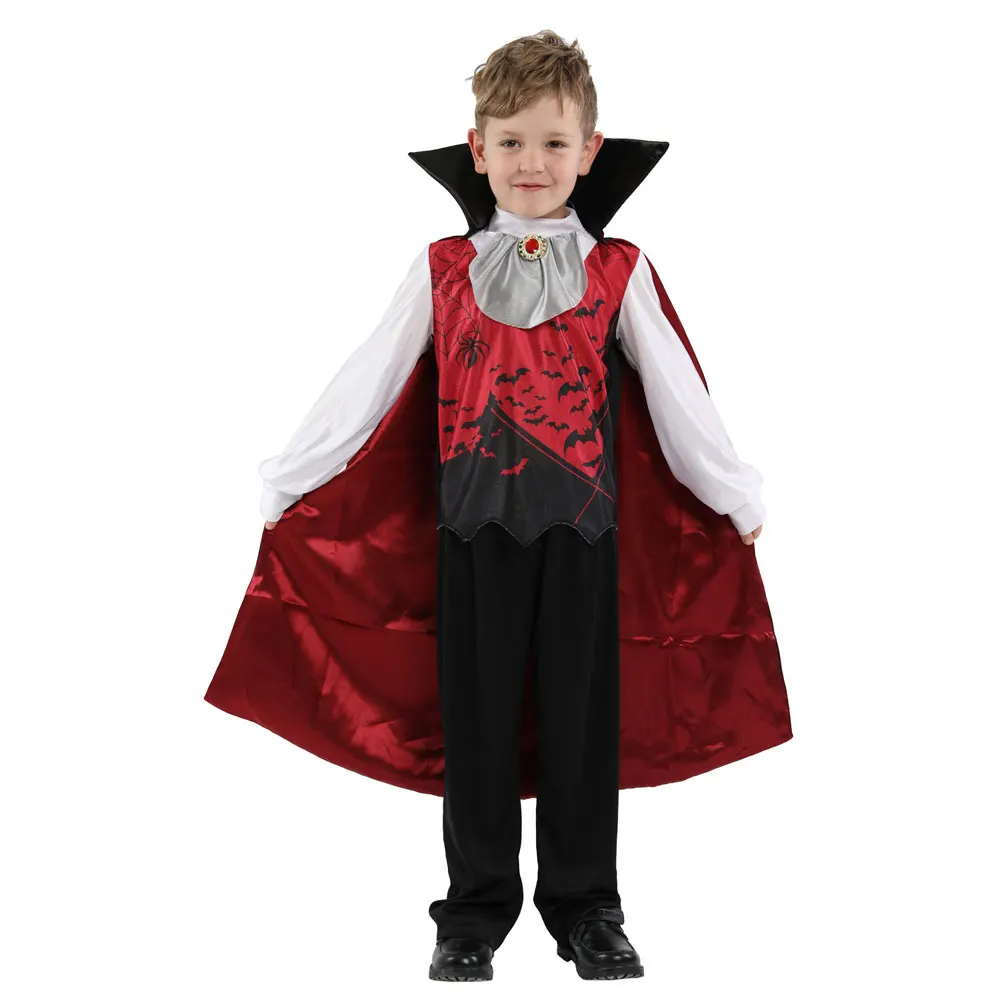 Карнавальный костюм принца вампира на Хэллоуин для мальчиков; вечерние карнавальные костюмы для детей; готический костюм вампира графа Дракулы - Цвет: Синий
