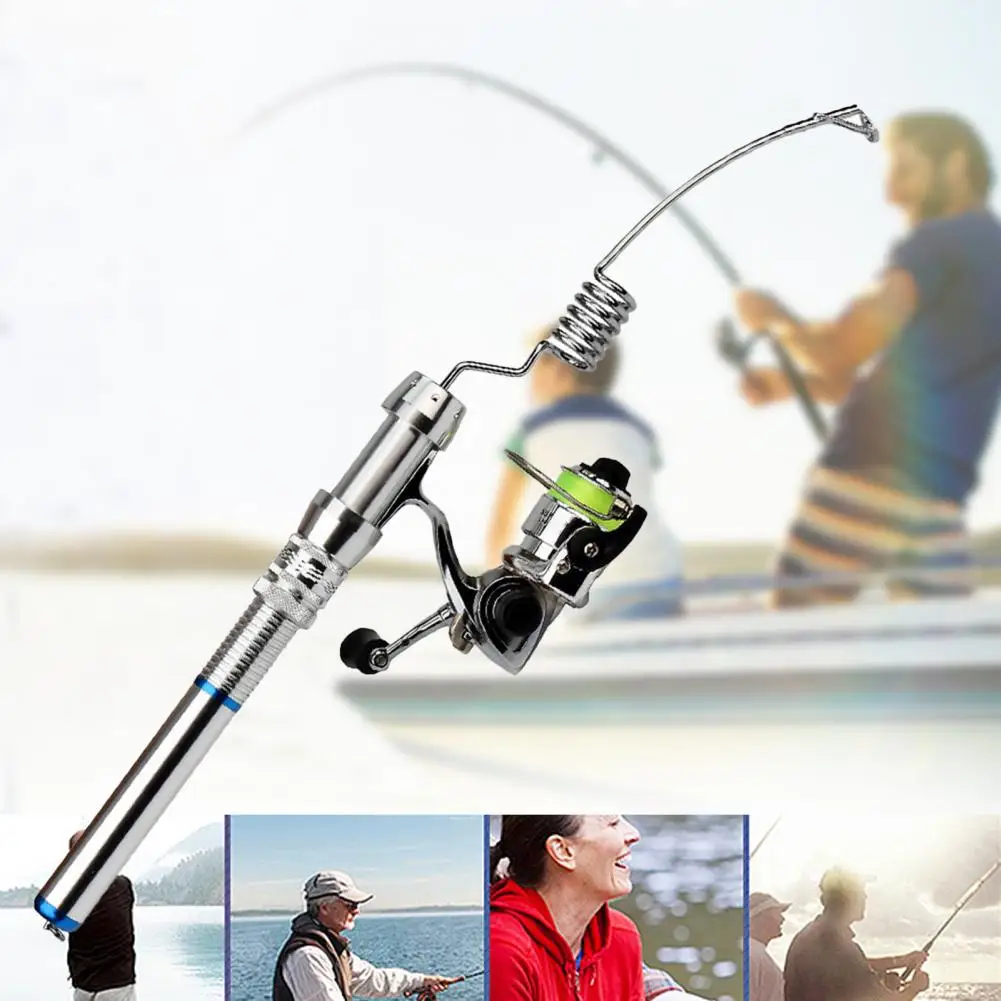 Portable Fishing Rod Mini Stainless Steel River Lake Ice Fishing Rod Pole  Spinning Wheel Reel Kit Fishing Accessories