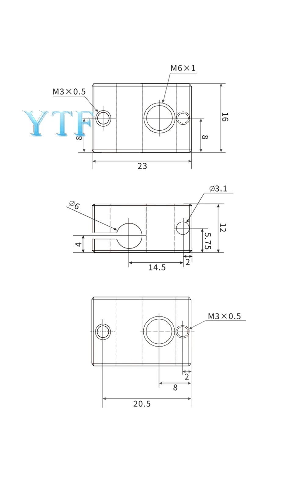 Новый улучшенный алюминиевый тепловой блок V6 23*16*12 мм для E3D V5 PT100 J head экструдер