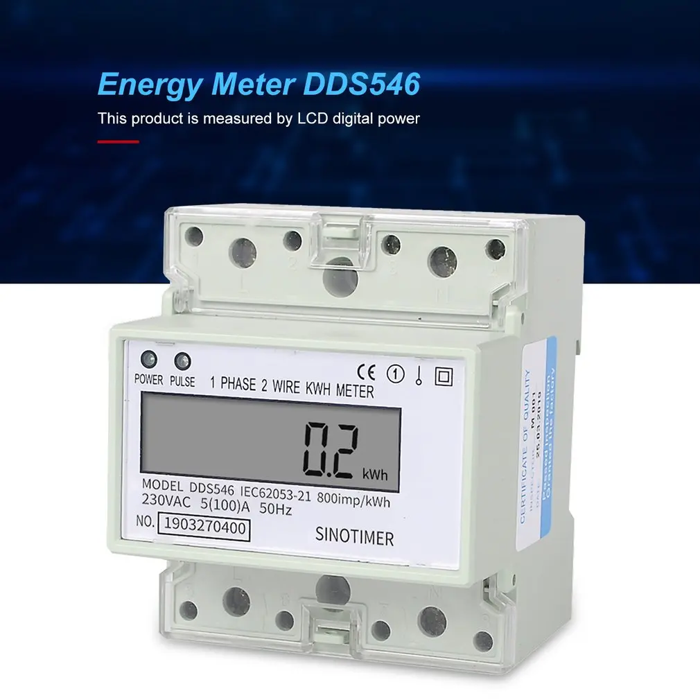 SINOTIMER Family Single Phase 4P 2 Wires Din Rail Digital Wattmeter Electric Energy Meter Power Energy Consumption Monitor