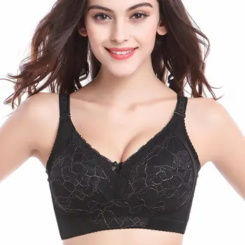 

Vgplay Women Bra Unlined Embroidery Floral Underwear Cotton Underwire Adjusted-straps Bralette Fashion Black Brassiere