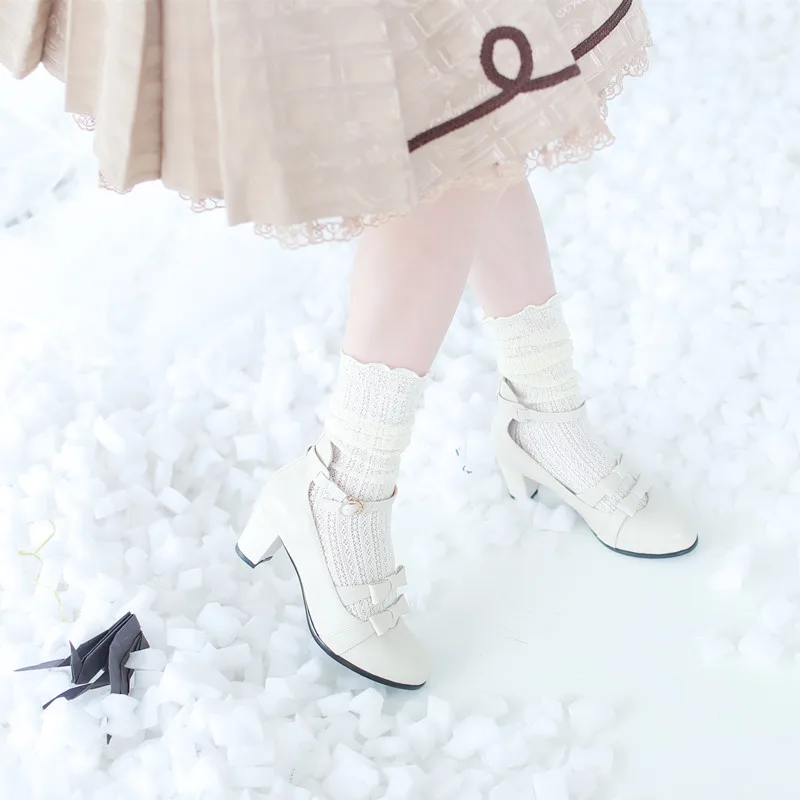 Японский стиль Лолита Студенческая Униформа средний толстый каблук