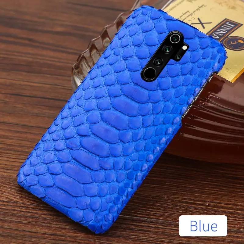 Чехол для телефона из натуральной кожи питона для Xiomi Redmi Note 8 Pro Note 7 8T 8 5 чехол для Xiaomi mi 9 9T Pro Lite 8 A3 A2 Note 10 Pro - Цвет: Синий