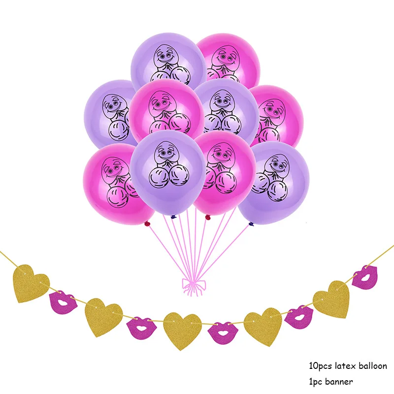 10 шт холостяцкие вечерние латексные воздушные шары для пениса, вечерние украшения для невесты - Цвет: set 5