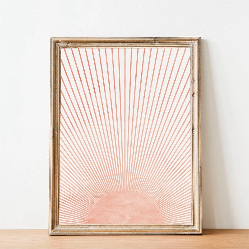 

Mid Century Modern Wall Art Canvas Print Neutral Wall Picture Boho Decor Abstract Sun Art Painting Minimalist Poster Home Decor