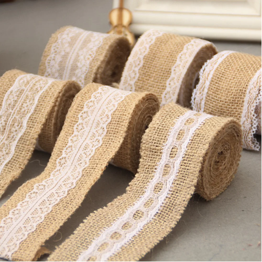 2 рулона/Набор DIY м Мешковина ленты Винтаж сизаль кружева джутовые Hessian