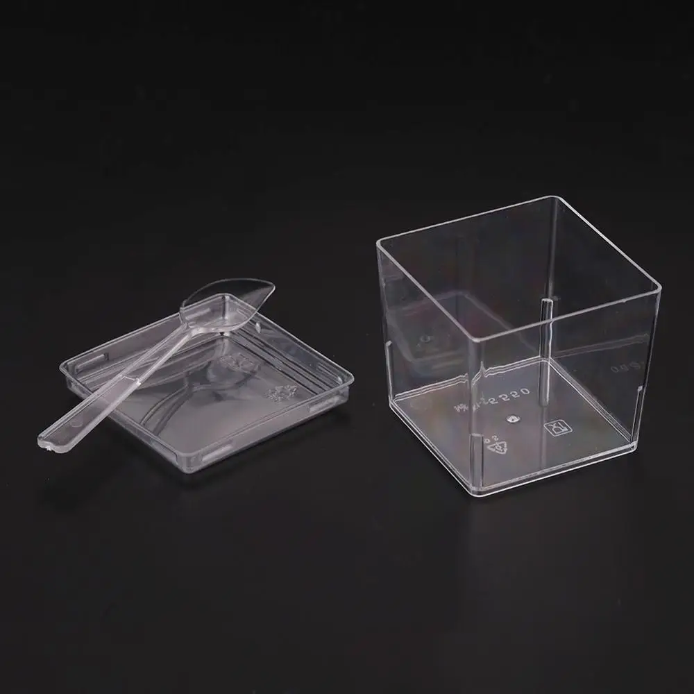 cup 50 шт./компл. прозрачные одноразовые Пластик чашки/крышкой/Ложка вечерние материалы на день рождения, свадьбу одноразовая посуда чашки десерт - Цвет: cup