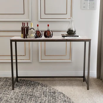 

DUMEE Industrial Console Table Metal Frame Sofa Table Desk for Entryway Hallway Living Room Home Office Easy Assembly