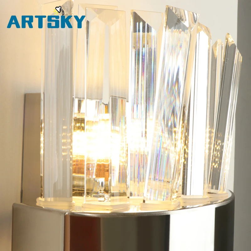 Современный настенный светильник-бра Креативный дизайн хромированный светодиодный настенный светильник для спальни с кристаллами прикроватный домашний Декор настенный светильник