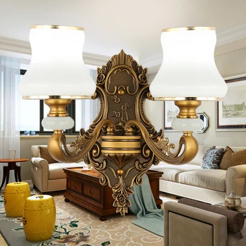 

European-style modern living room nightstand bronze antique ZINC ALLOY WALL LAMP