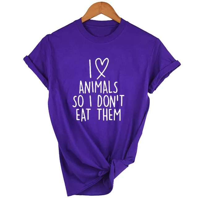 Я люблю животных, так что я не ем их Вегетарианская веганская забавная женская футболка с принтом юмура летняя модная женская футболка - Цвет: 37G8-FSTPP-