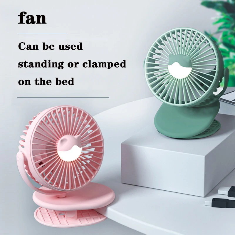 

Fan portable Clip Stand Desk usb rechargeable fan cooling Office Outdoor Home Mini electric With night light Cooler Cooling