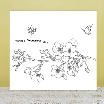 

AZSG Flower Branch Butterfly Clear Stamps For DIY Scrapbooking/Card Making/Album Decorative Silicone Stamp Crafts