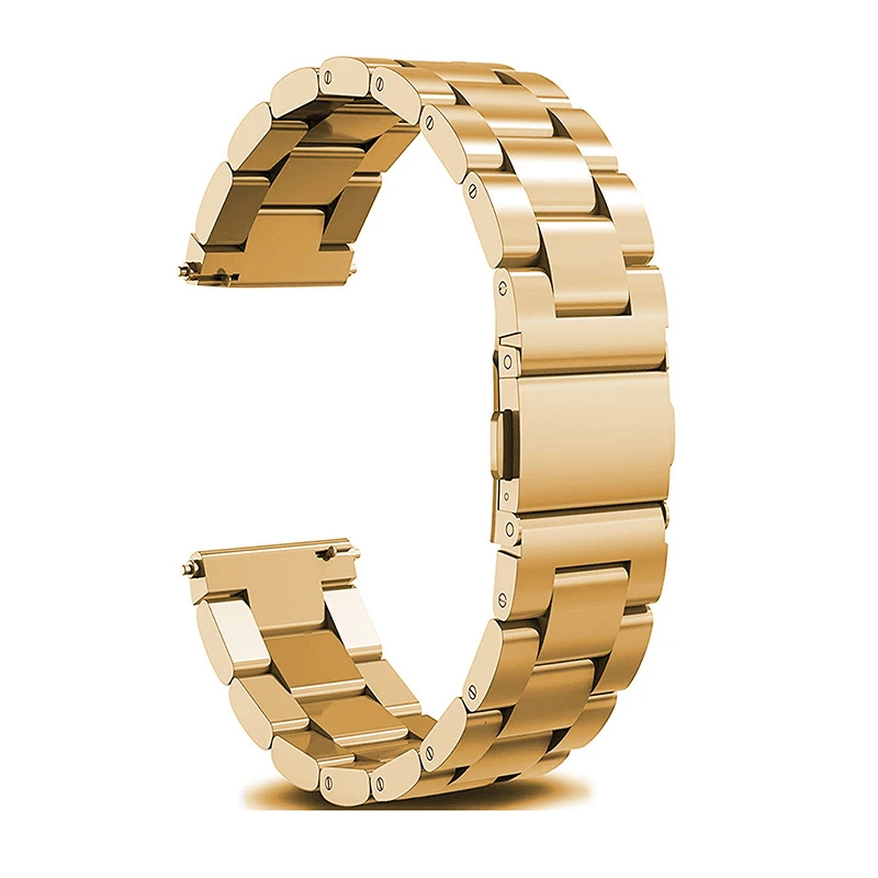 Gold 18 мм ремешок из нержавеющей стали для samsung Galaxy Watch 42 мм 46 мм ремешок с 20 мм 22 мм ширина металлический браслет три звенья ремешок для часов - Цвет ремешка: Gold