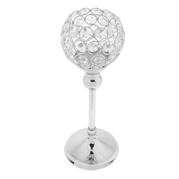 

Crystal Globe Pillar Wedding Banquet Table Centerpiece Gold/Silver Decorative Votive Candle Holder Lamp Festive Home Decor