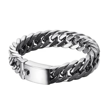 Мужской кубинский браслет глянцевый из нержавеющей стали хип-хоп цепь панк рок мужские ювелирные браслеты лучший рождественский подарок