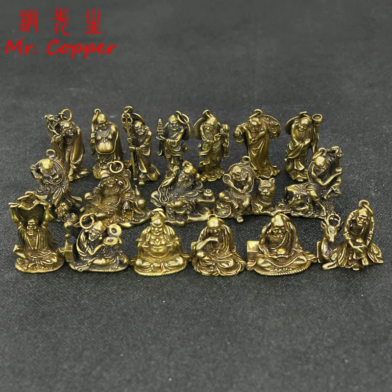

Antique Bronze Eighteen Arhat Statue Ornaments Copper Buddha Figurines Crafts Collection Home Feng Shui Decorations Accessories