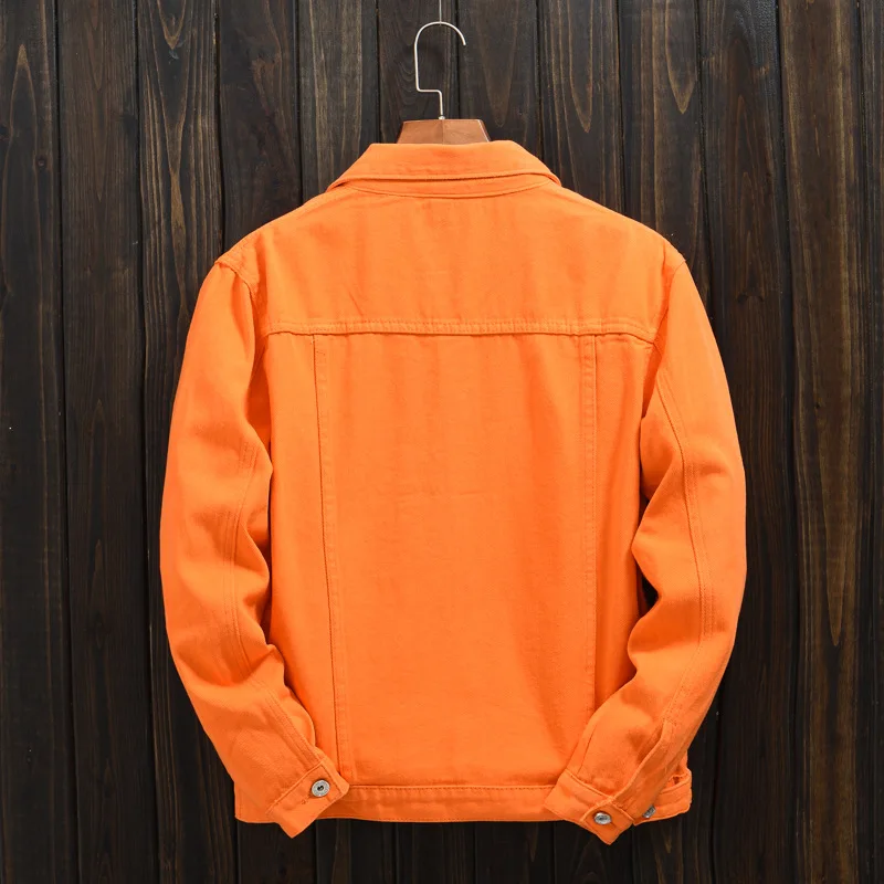 HOO – veste en denim à revers orange pour homme, ample, décontractée,  épaules tombantes, pour adolescent, collection automne 2023 | AliExpress