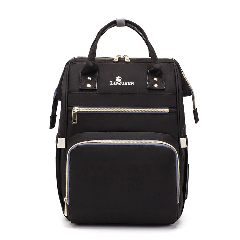 Lequeen Мумия сумка рюкзак для подгузников большая емкость дорожная сумка для кормления Портативная сумка для подгузников Сумка для детской коляски стиль несколько - Цвет: black