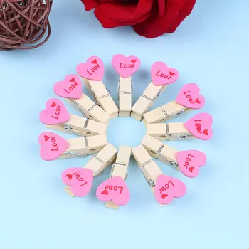 

12pcs 3.5*2cm Mini Love Heart Wooden Office Supplies Craft Memo Clips DIY Clothes Paper Photo Peg Decoration