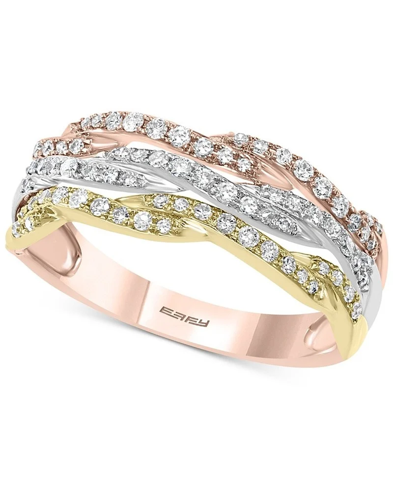 Strass Twist Anello A Tre Colori Anelli Da Donna Anillos Mujer Bague Femme Gioielli Carini Anello Di Fidanzamento Bigiotteria Femminile