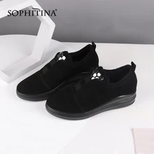 SOPHITINA/модные однотонные ботинки; высокое качество; замша; Специальный дизайн; удобная обувь с металлическим украшением; новые женские ботинки; SC490