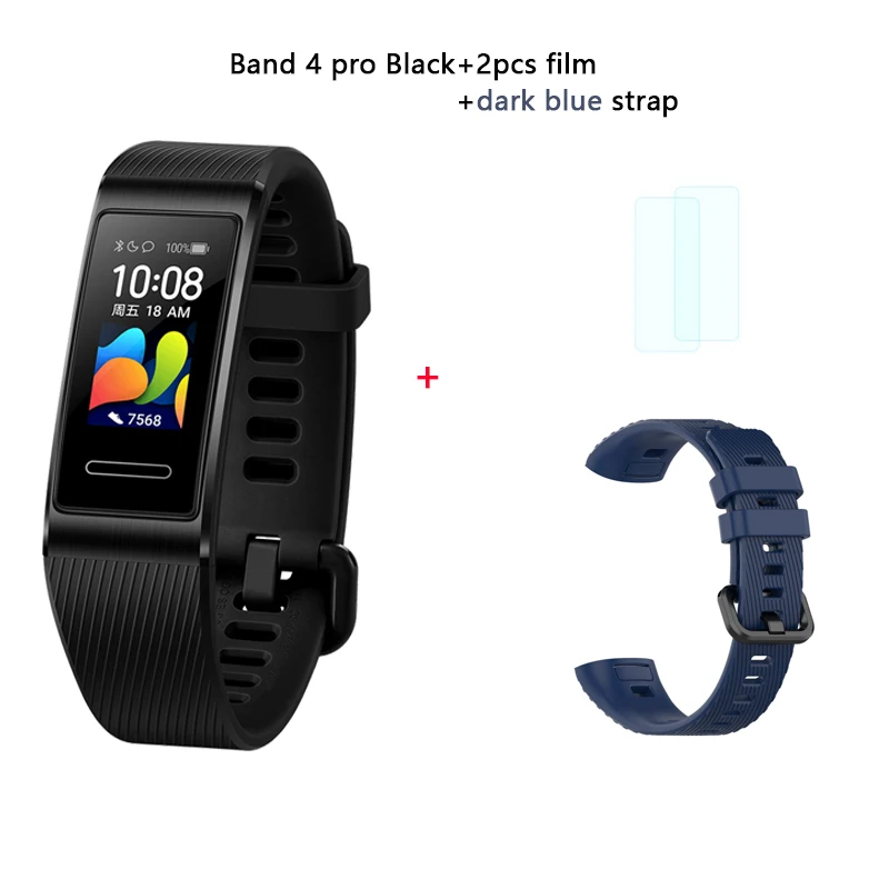 Huawei Band 4 Pro умный Браслет 5ATM водонепроницаемый автономный gps монитор здоровья SpO2 кислородный спортивный браслет - Цвет: black n dark blue