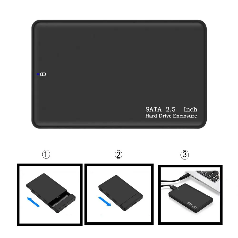 hdd case 2.5 usb 3.0 Hard Disk Box 2.5 inch Serial Port SATA SSD mechanical disk Support 2TB Black Mobile External HDD Case